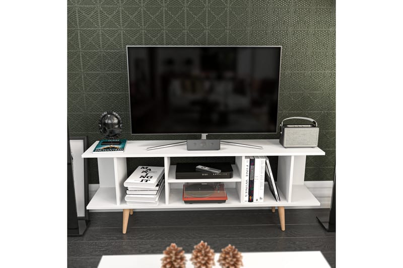 Tv-bänk Zakkum 160x38,6 cm - Vit - Möbler - TV- & Mediamöbler - TV bänk & mediabänk