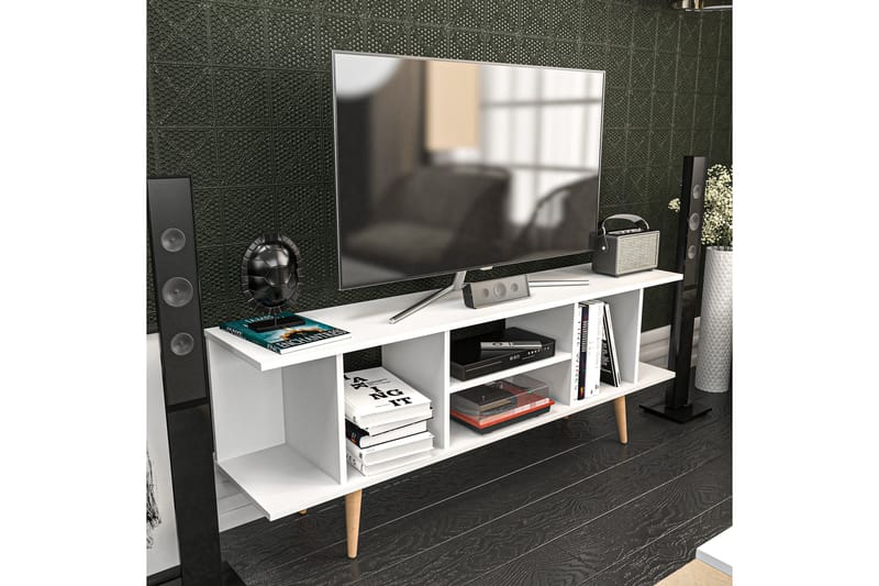 Tv-bänk Zakkum 160x38,6 cm - Vit - Möbler - TV- & Mediamöbler - TV bänk & mediabänk