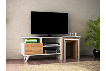 Tv-bänk Pangler 120 cm - Vit|Valnöt - Möbler - TV- & Mediamöbler - TV bänk & mediabänk
