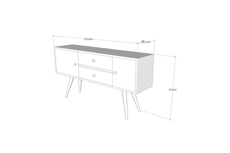 TV-Bänk Patresa 122 cm - Vit|Valnöt - Möbler - TV- & Mediamöbler - TV bänk & mediabänk