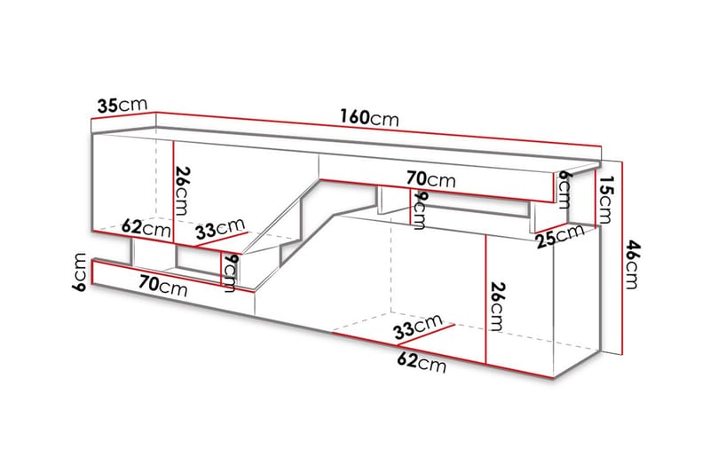 Tv-bänk Perdioni 160 cm - Natur/Antracit - TV bänk & mediabänk