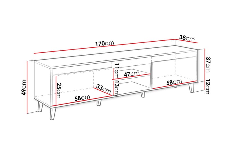 Tv-bänk Paddalsliden 170 cm - Natur/Antracit - Möbler - TV- & Mediamöbler - TV bänk & mediabänk