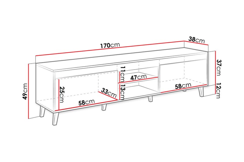 Tv-bänk Paddalsliden 170 cm - Natur/Antracit - TV bänk & mediabänk