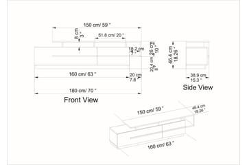 Tv-bänk Pianea 150 cm - Mörkbrun/Vit - Möbler - TV- & Mediamöbler - TV bänk & mediabänk