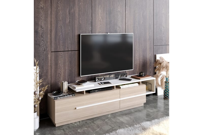 Tv-bänk Pianea 150 cm - Natur/Vit - TV bänk & mediabänk