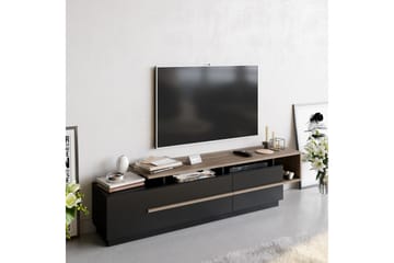 Tv-bänk Pianea 150 cm - Svart/Mörkbrun - Möbler - TV- & Mediamöbler - TV bänk & mediabänk