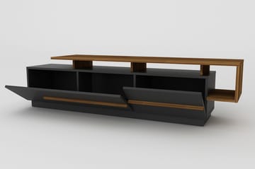 Tv-bänk Pianea 150 cm - Svart/Mörkbrun - Möbler - TV- & Mediamöbler - TV bänk & mediabänk