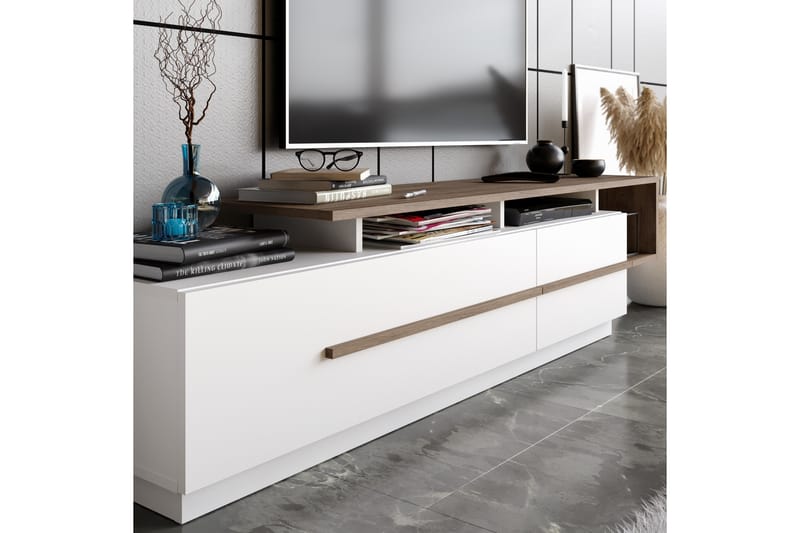 Tv-bänk Pianea 150 cm - Mörkbrun/Vit - Möbler - TV- & Mediamöbler - TV bänk & mediabänk