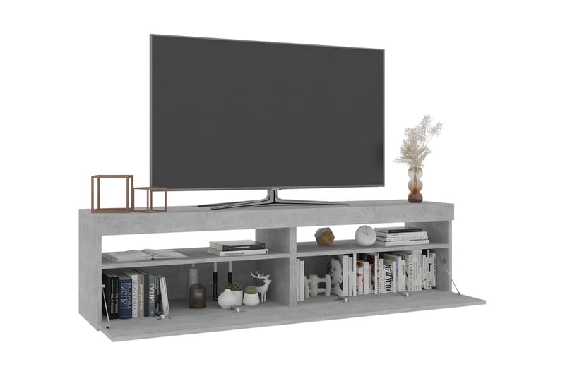 Tv-bänkar med LED-belysning 2 st betonggrå 75x35x40 cm - Grå - TV bänk & mediabänk
