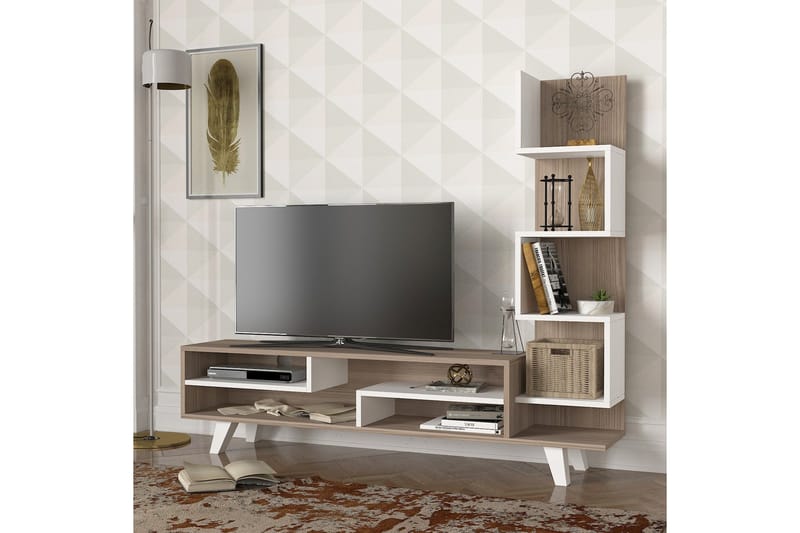 Tv-bänk/Bokhylla Crebb 149 cm - Vit - TV bänk & mediabänk