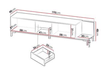 Tv Golvstående Tv Bänk 195 cm med Förvaring i Trä - Vit - Möbler - TV- & Mediamöbler - TV bänk & mediabänk