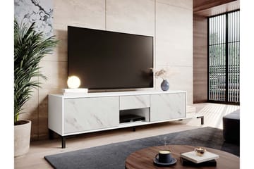 Tv Golvstående Tv Bänk 195 cm med Förvaring i Trä - Vit - Möbler - TV- & Mediamöbler - TV bänk & mediabänk