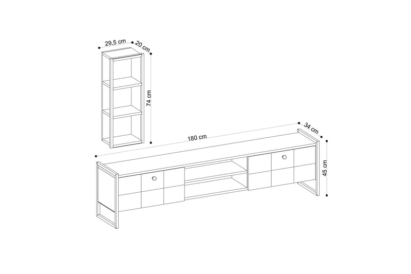 TV-möbelset Hacksjö 180 cm - Brun - Möbler - TV- & Mediamöbler - TV bänk & mediabänk