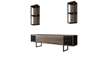 Tv-möbelset Manchan 180 cm - Valnöt/Svart - Möbler - TV- & Mediamöbler - TV bänk & mediabänk