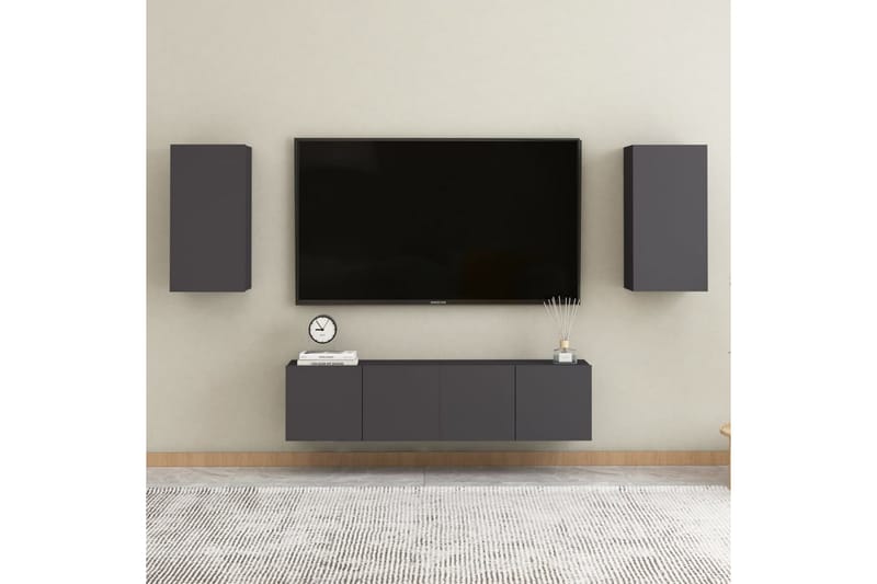TV-skåp 2 st grå 30,5x30x60 cm spånskiva - Grå - TV bänk & mediabänk