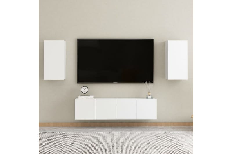 TV-skåp 2 st vit 30,5x30x60 cm spånskiva - Vit - TV bänk & mediabänk