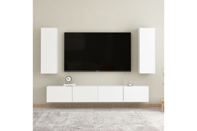 TV-skåp 2 st vit 30,5x30x90 cm spånskiva - Vit - TV bänk & mediabänk