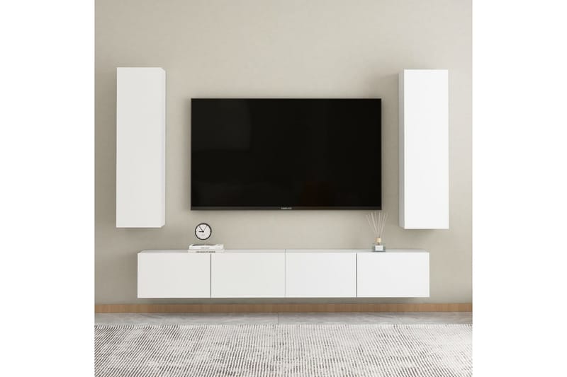 TV-skåp vit 30,5x30x110 cm spånskiva - Vit - TV bänk & mediabänk