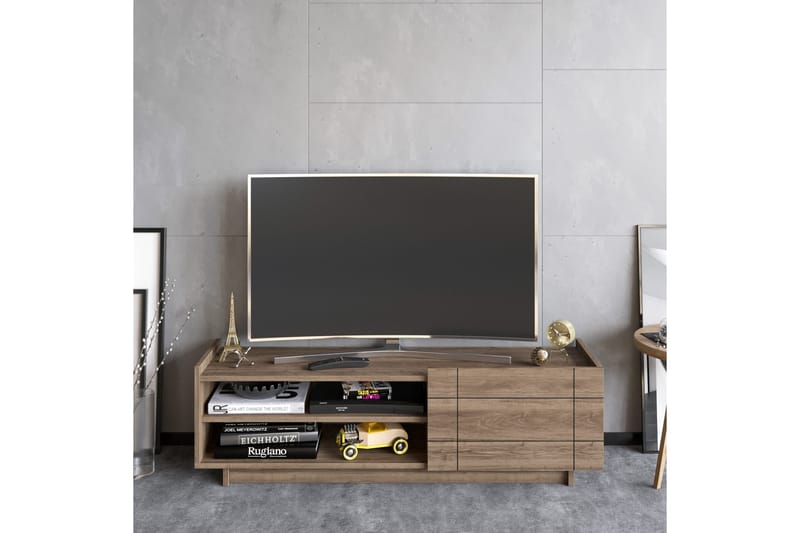 Ulica Tv-bänk 140 cm Dörr + 3 Hyllor - Mörkbrun - Möbler - TV- & Mediamöbler - TV bänk & mediabänk