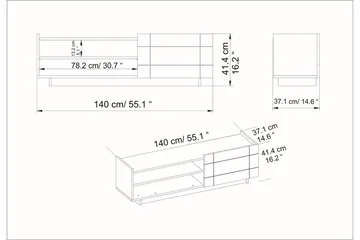 Ulica Tv-bänk 140 cm Dörr + 3 Hyllor - Mörkbrun - Möbler - TV- & Mediamöbler - TV bänk & mediabänk
