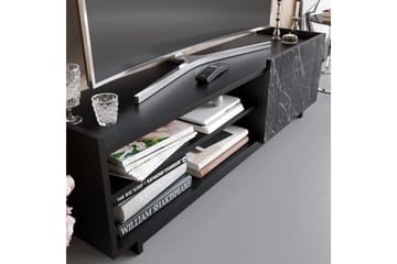 Ulica Tv-bänk 140 cm Dörr + 3 Hyllor - Svart - Möbler - TV- & Mediamöbler - TV bänk & mediabänk