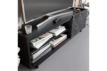 Ulica Tv-bänk 140 cm Dörr + 3 Hyllor - Svart - Möbler - TV- & Mediamöbler - TV bänk & mediabänk