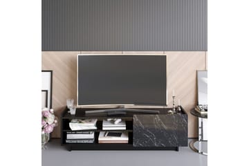 Ulica Tv-bänk 140 cm Dörr + 3 Hyllor - Svart - Möbler - TV- & Mediamöbler - TV bänk & mediabänk