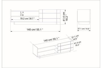Ulica Tv-bänk 140 cm Dörr + 3 Hyllor - Svart - Möbler - TV- & Mediamöbler - TV bänk & mediabänk