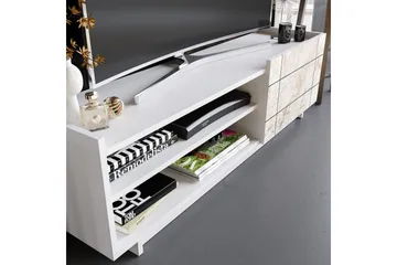 Ulica Tv-bänk 140 cm Dörr + 3 Hyllor - Vit - Möbler - TV- & Mediamöbler - TV bänk & mediabänk