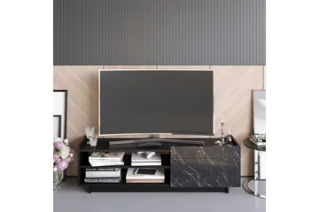 Ulica Tv-bänk 140 cm Dörr + 3 Hyllor - Svart - Möbler - TV- & Mediamöbler - TV bänk & mediabänk