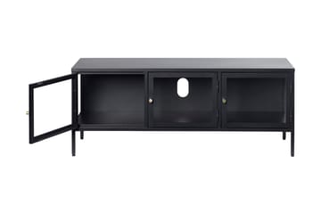 Umbri Golvstående Tv Bänk 132 cm med Förvaring i Metall och Glas - Svart - Möbler - TV- & Mediamöbler - TV bänk & mediabänk