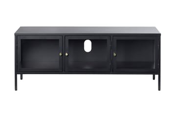 Umbri Golvstående Tv Bänk 132 cm med Förvaring i Metall och Glas - Svart - Möbler - TV- & Mediamöbler - TV bänk & mediabänk