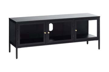 Umbri Golvstående Tv Bänk 132 cm med Förvaring i Metall och Glas - Svart - Möbler - TV- & Mediamöbler - TV bänk & mediabänk