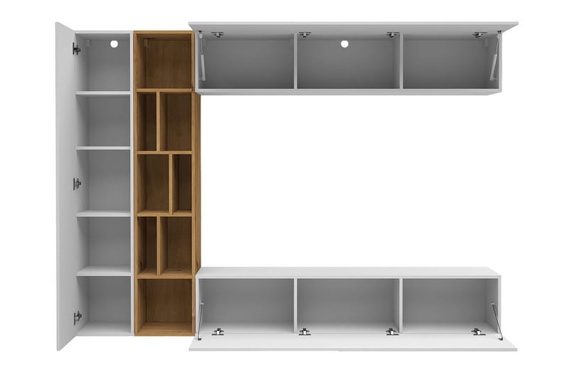 Vägghängd Tv Bänk 224 cm med Förvaring i Ek - Antracit - Möbler - TV- & Mediamöbler - TV bänk & mediabänk