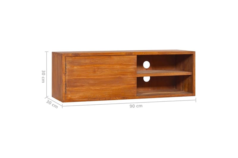 Väggmonterad TV-bänk 180x30x30 cm massiv teak - Brun - TV bänk & mediabänk