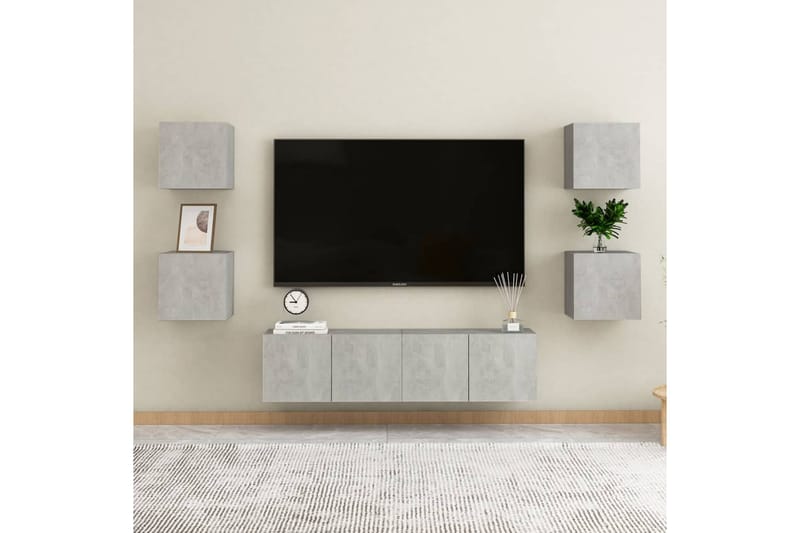 Väggmonterade tv-bänkar 2 st betonggrå 30,5x30x30 cm - Grå - TV bänk & mediabänk