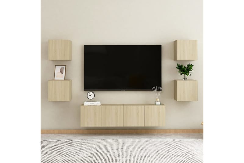 Väggmonterade tv-skåp 2 st sonoma-ek 30,5x30x30 cm - Brun - TV bänk & mediabänk