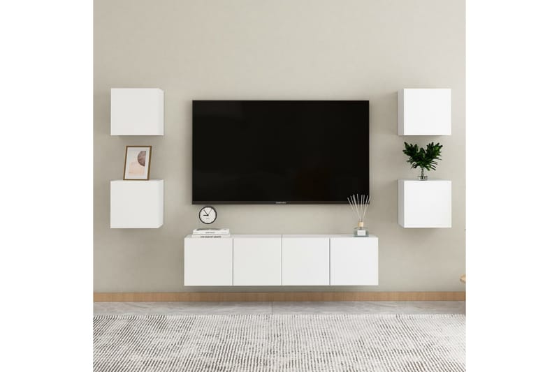 Väggmonterade tv-skåp 2 st vit 30,5x30x30 cm - Vit - TV bänk & mediabänk