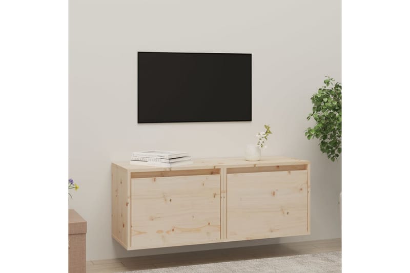 Väggskåp 2 st 45x30x35 cm massiv furu - Brun - TV bänk & mediabänk