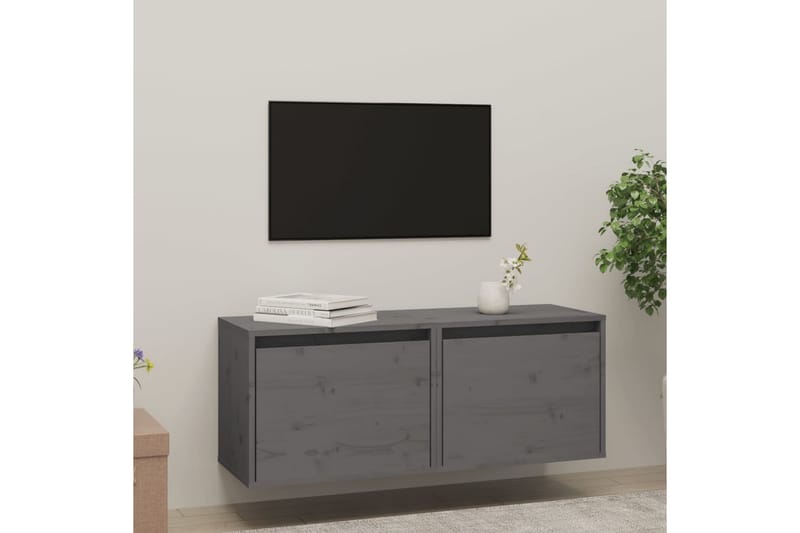 Väggskåp 2 st 45x30x35 cm massiv furu grå - Grå - TV bänk & mediabänk