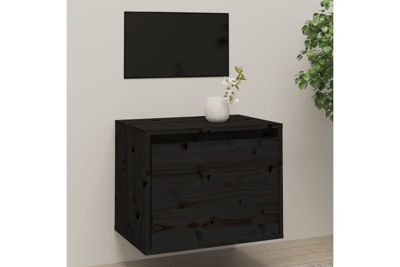 Väggskåp 45x30x35 cm massiv furu svart - Svart - TV bänk & mediabänk