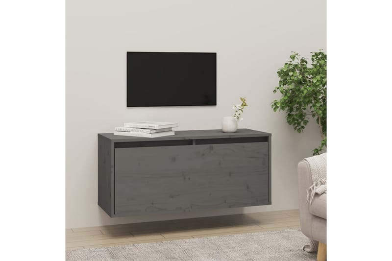 Väggskåp grå 80x30x35 cm massiv furu - Grå - TV bänk & mediabänk
