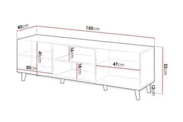 Växjö Tv bänk med Förvaring + Hylla - Svart / Ek / Ribbad - Möbler - TV- & Mediamöbler - TV bänk & mediabänk
