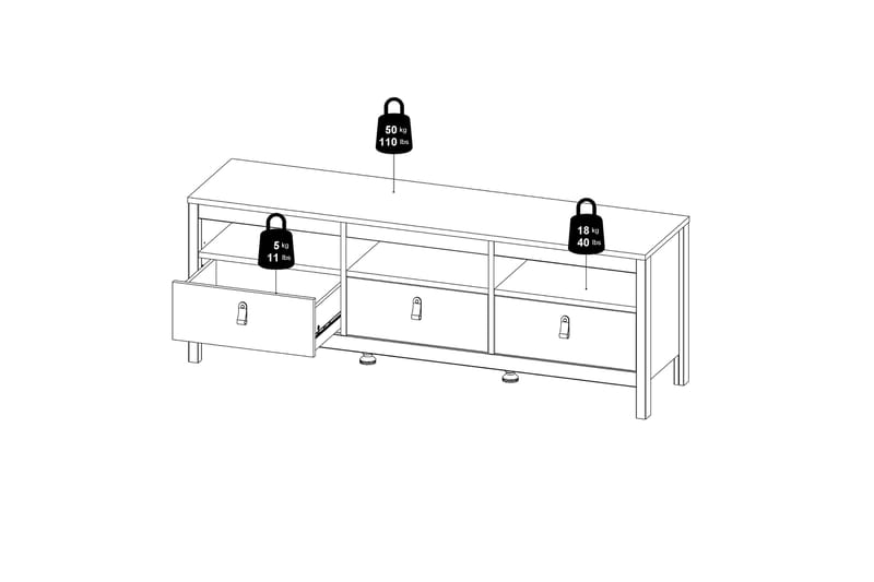 Vallvidera Tv-bänk 151 cm - Svart/Natur - Möbler - TV- & Mediamöbler - TV bänk & mediabänk