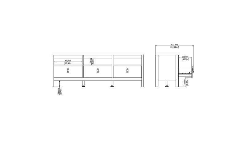 Vallvidera Tv-bänk 151 cm - Svart/Natur - Möbler - TV- & Mediamöbler - TV bänk & mediabänk