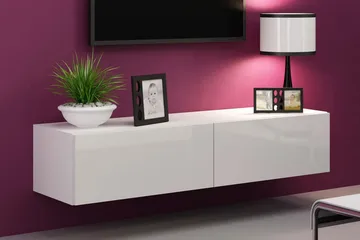 Vasil TV-bänk 140 cm - Vit/Vit Högglans - Möbler - TV- & Mediamöbler - TV bänk & mediabänk