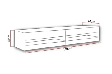 Vasil TV-bänk 180 cm Öppen Hylla - Vit/Vit Högglans - Möbler - TV- & Mediamöbler - TV bänk & mediabänk