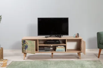 Vellavie Tv-bänk 140 cm Körsbärsblom - Brun/Grön - Möbler - TV- & Mediamöbler - TV bänk & mediabänk