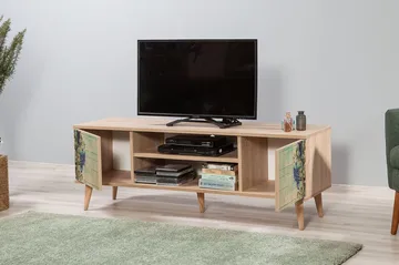 Vellavie Tv-bänk 140 cm Körsbärsblom - Brun/Grön - Möbler - TV- & Mediamöbler - TV bänk & mediabänk