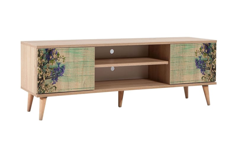 Vellavie Tv-bänk 140 cm Körsbärsblom - Brun/Grön - Möbler - TV- & Mediamöbler - TV bänk & mediabänk